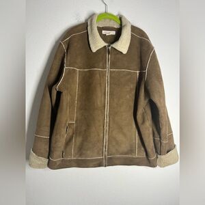 Men's Aeropostale Tan Zipper Front Lined Coat Size L